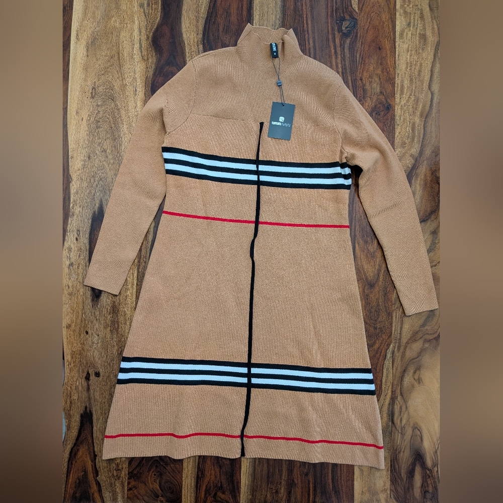 STYLEWE Tan and Black Striped Dress, NWT, Size M